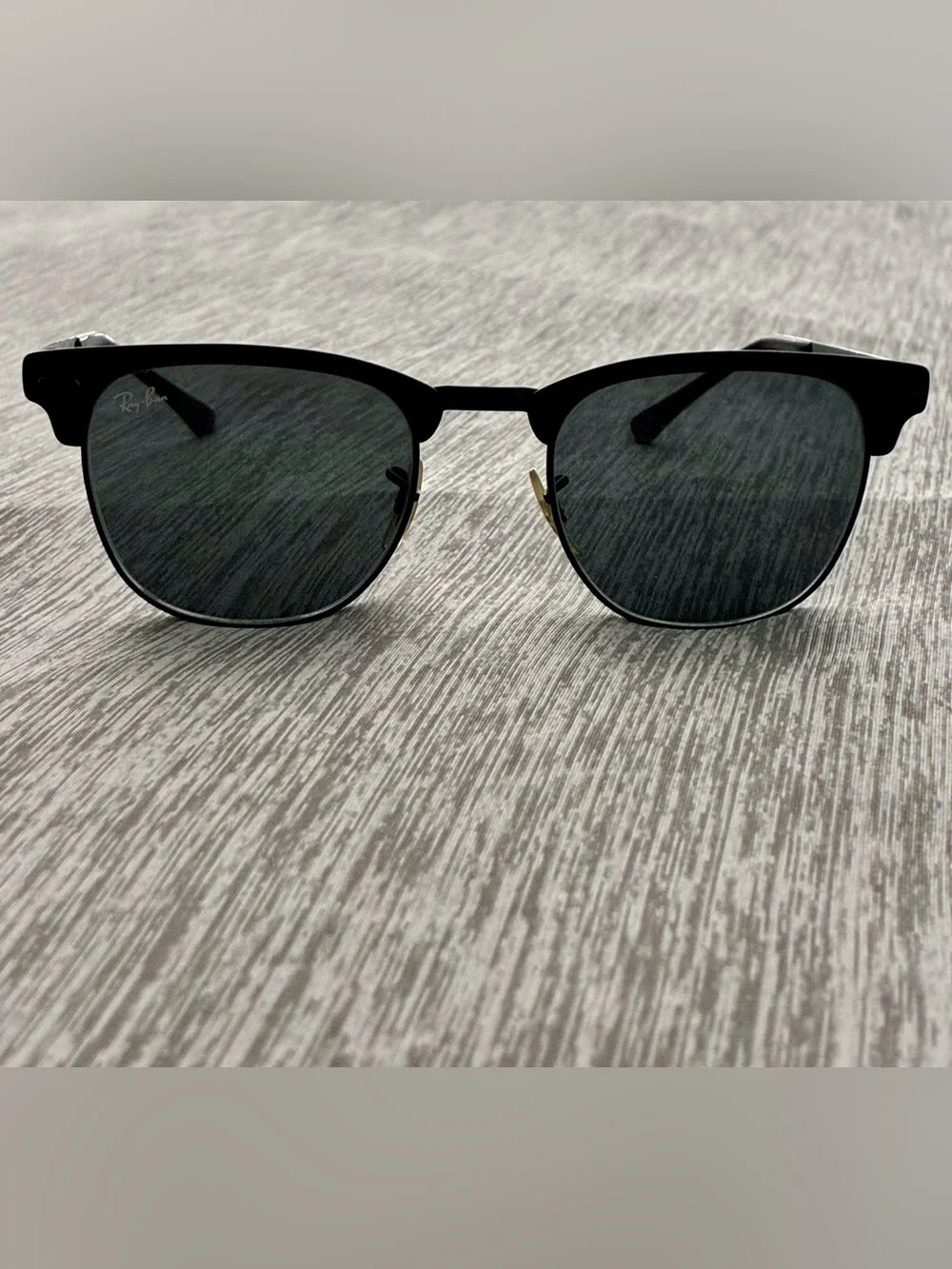 Ray-Ban Clubmaster Black Metal Frame Sunglasses with Dark Lenses